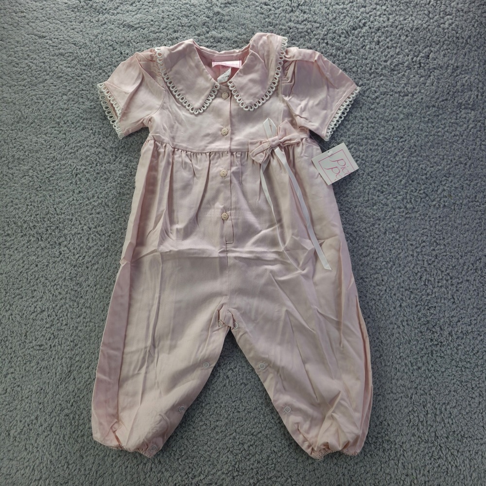 Picture Perfect Pink Eyelet Lace Collar Romper Vintage Style 24M NWT 90s